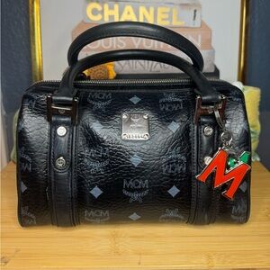 MCM Visetos Essential Barrel Bag w/MCM charms